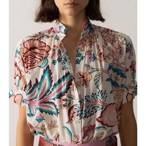 Alix of Bohemia Kitsey Priscilla Shirt Hand-printed Cotton Voile Size XS